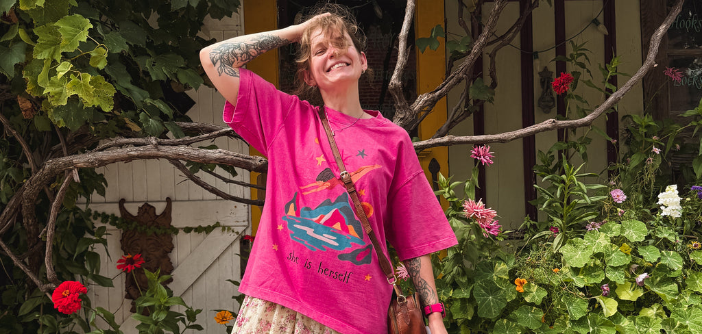 She Is Herself Acid Wash Tee